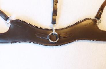 Preview: 5-Punkt-Vorderzeug „W&S“ (Wide & Safe) mit Strass-Umrandung, ohne Martingalriemen, dunkelbraun